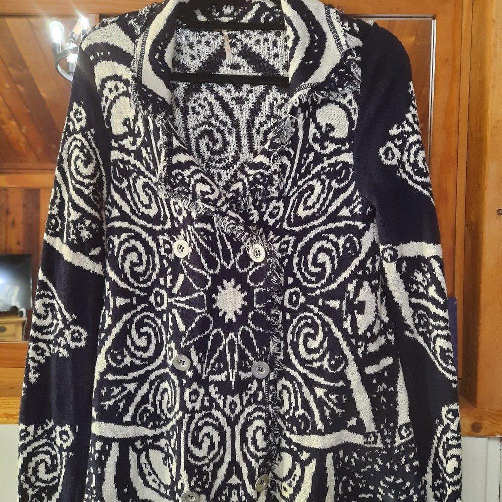 Free People Urban Fair Isle Double Breasted Cardigan Sweater XS